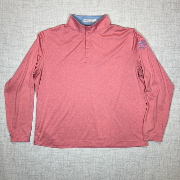 Peter Millar River Featherweight Pullover Shirt XL Pink Snap Button Quarter Top - Picture 1 of 6